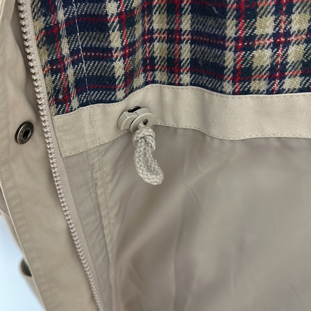 Cabin Creek Womens Coat W/Hood. 2XG. TanW/Pockets. Plaid Lining Mid Length. VTG - Picture 11 of 15